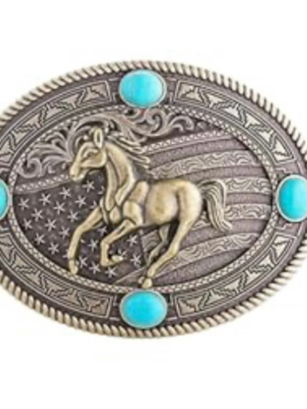 Western Horse Belt Buckle Turquoise American Flag Cowboy Cowgirl Rodeo Gift